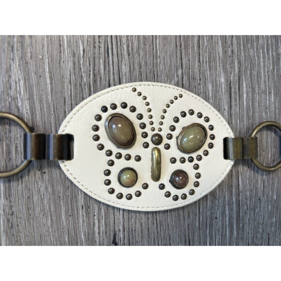 Vintage Cache ring-linked belt  studded leather discs and gold-tone Hardware main image 6